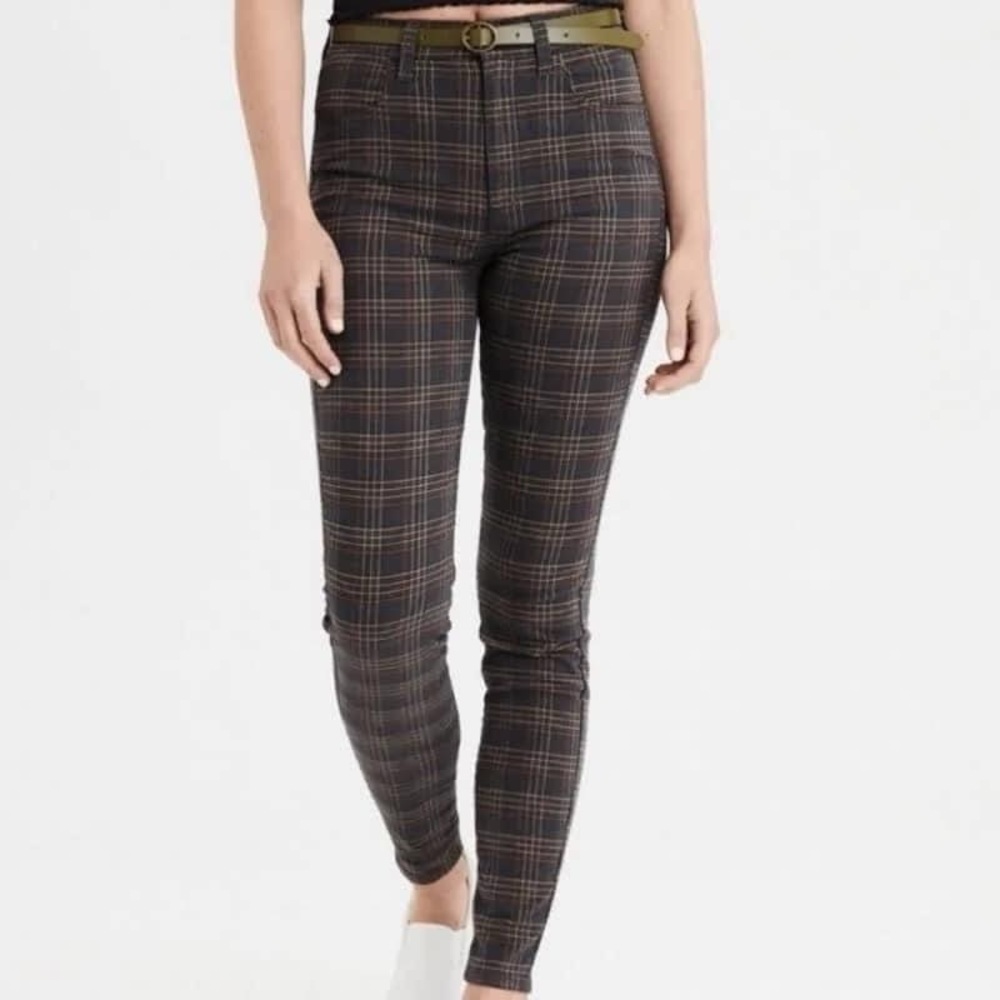 American Eagle Outfitters Super Stretch Hi-Rise Plaid Jeggings Women's size 8
